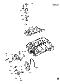 G ENGINE ASM-4.3L V6 PART 3 FRONT COVER & COOLING RELATED PARTS (LB4/4.3Z)