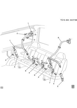 G214,314(06) SEAT BELTS/REAR #3 (4TH ROW) (12 PASSENGER ZX5)