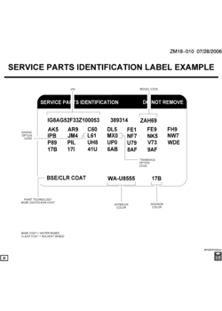 M SERVICE PARTS IDENTIFICATION LABEL-EXAMPLE