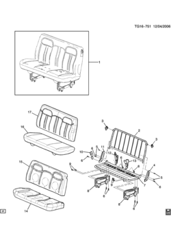 GH REAR SEAT #2 (3RD ROW) (ZP3,ZP8,ZX5,8V5)(W/O ARMREST)(2ND DES)