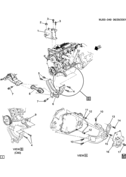 J ENGINE & TRANSMISSION MOUNTING-L4 (LN2/2.2-4, AUTO TRANS MD9)