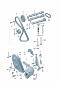 Вал распределительный Клапан Цепь ГРМ Шкив зубчатого ремня Рычаг клапана Ось коромысла клапана Натяжное устройство цепи