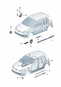 Защитные молдинги Накладка порога Полоса декоративная Кожух Надписи Эмблема VW