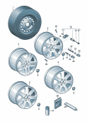 Алюминиевый диск шиной (докат. колесо)  Колпак колеса Балансировочный груз