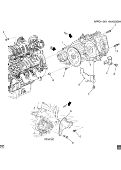 W69 TRANSAXLE TO ENGINE/AUTOMATIC TRANSMISSION (L67)