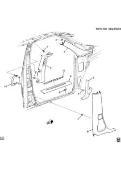 UX122 TRIM/INTERIOR-BODY SIDE-LH FRONT (BUICK W49, 
