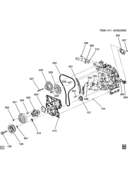 T1 ENGINE ASM-4.2L L6 PART 3 COOLING RELATED, FRONT END DRIVE (LL8/4.2S)