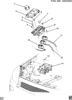 UX1 BLOCK/ACCESSORY WIRING JUNCTION (ENGINE COMPARTMENT)