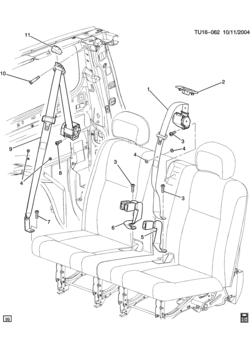 UX1 SEAT BELTS/REAR #2 (3RD ROW) (AM9)