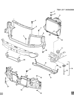 ST(06) RADIATOR MOUNTING & RELATED PARTS (CHEVROLET X88)