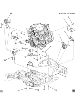 Z37-69 ENGINE & TRANSMISSION MOUNTING-V6 (LZ9/3.9-1, M15)