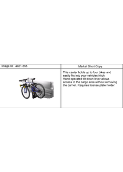 UX114,122 CARRIER PKG/BICYCLE (HITCH MOUNTED)