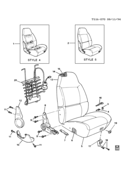 T(06) PASSENGER SEAT/BUCKET (AV5,AM0,OLDSMOBILE Z70)(2ND DES)