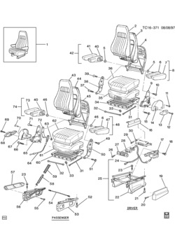 K(16) FRONT SEAT/HI-BACK BUCKET (A95, 6-WAY PWR ADJ AG9)