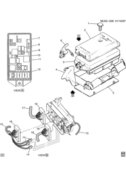 U BLOCK/ACCESSORY WIRING JUNCTION (ENGINE COMPARTMENT)