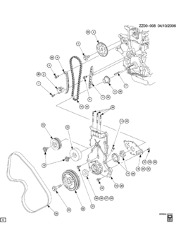 Z ENGINE ASM-1.9L L4 FRONT COVER AND RELATED PARTS (LK0/1.9-9)
