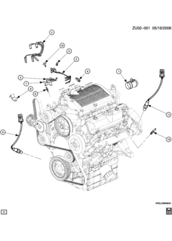 UX1 ENGINE ASM-V6 IGNITION, OXYGEN & MASS AIRFLOW SENSORS (LX9/3.5L)