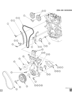 Z ENGINE ASM-1.9L L4 FRONT COVER AND RELATED PARTS (LL0/1.9-7)