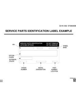 UX1 SERVICE PARTS IDENTIFICATION LABEL-EXAMPLE