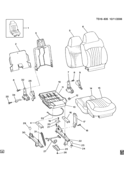 ST(06) FRONT SEAT/BUCKET-PASSENGER (AV5, EXC 6-WAY PWR ADJ AG2)
