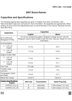 ST155 CAPACITIES (BUICK W49)
