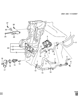 S26 ENGINE COOLANT THERMOSTAT & HOUSING-HEATER & THROTTLE BODY HOSES (LAY/1.8-8)