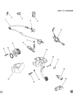 A CLUTCH PEDAL & CYLINDERS (M25)