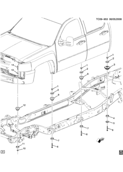 CK1(43) BODY MOUNTING (EXC CHASSIS PACKAGE Z83)