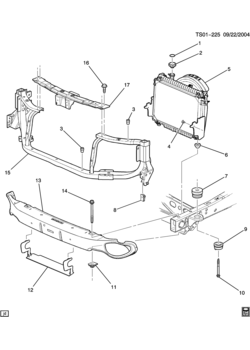 T1 RADIATOR MOUNTING & RELATED PARTS (SAAB Y99)
