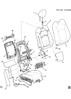 RV1 PASSENGER SEAT/BUCKET BACK (MANUAL ADJUSTER AG5)