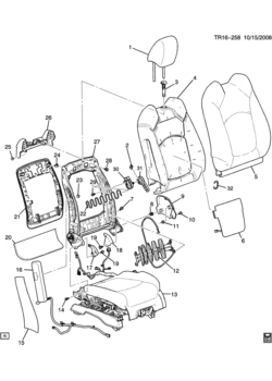 RV1 PASSENGER SEAT/BUCKET BACK (2-WAY POWER AG2)