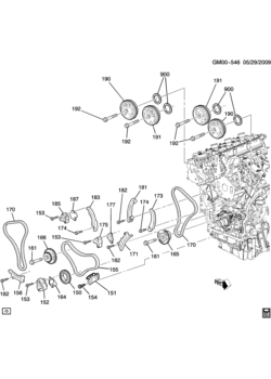 RV1 ENGINE ASM-3.6L V6 PART 3 TIMING CHAIN & TENSIONER (LY7/3.6-7)