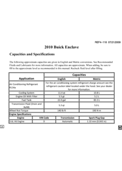 RV1 CAPACITIES (BUICK W49)