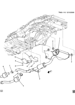 N1 EXHAUST SYSTEM/REAR (LH8/5.3L, UNDERBODY PROTECTION EQ9)