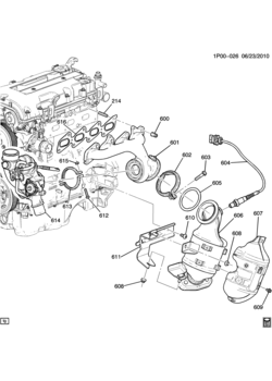 JU,JV76 ENGINE ASM-1.4L L4 PART 6 EXHAUST MANIFOLD & RELATED PARTS(LUV/1.4B)