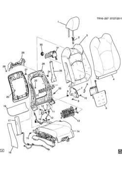 RV1 PASSENGER SEAT/BUCKET BACK (4-WAY POWER AAQ, HEATING/COOLING KB6)