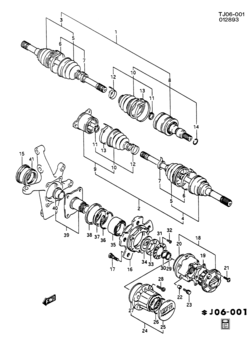 J1 DRIVE AXLE/FRONT (SHAFTS, CV JOINTS, HUBS & BEARINGS)