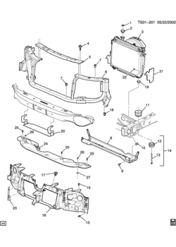ST RADIATOR MOUNTING & RELATED PARTS (CHEVROLET X88)
