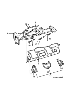 Exhaust manifold, (1986-1989) , B201TURBO