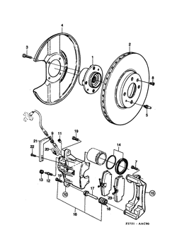 Brake disc and caliper, (1990-1993) , Also valid for CV 1994
