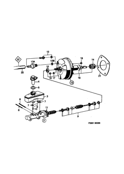 Master cylinder - vacuum brake booster, (1986-1989)