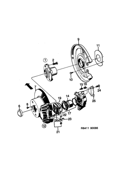 Brake disc and caliper, (1986-1987)