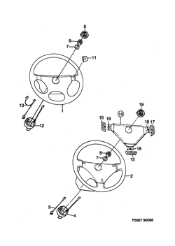Steering wheel - Horn button, (1986-1989)