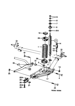 Springs and shock absorber, (1986-1989)