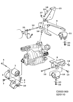 Engine suspension, (1990-1993) , Also valid for CV 1994