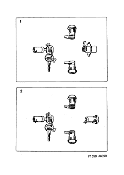 Lock - Lock cylinder set, (1990-1993) , Also valid for CV 1994