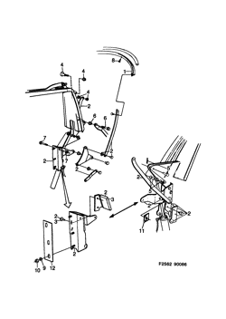 Rear rail and bow 4 - Convertible, (1986-1989) , CV