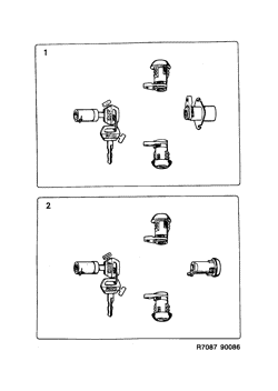 Lock - Lock cylinder set, (1986-1989)