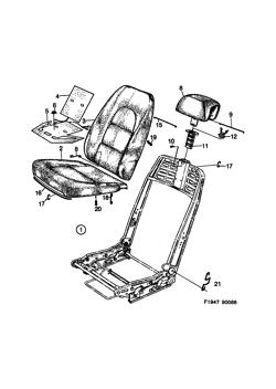 Front seats Part 1 - Automatic belt, (1986-1987) , LHD, US