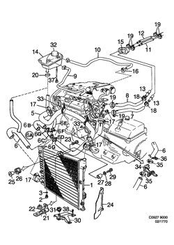 Cooling system, (1994-1998) , 6-CYL